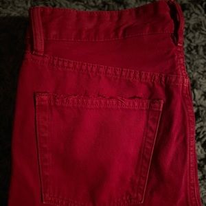 Red high-waisted denim